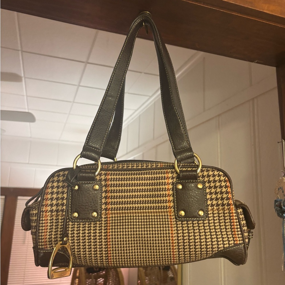 Y2K buckle pockets plaid Houndstooth chaps purse